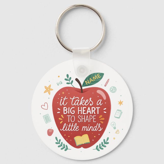 Porte-clés Enseignant ça prend un grand coeur Apple Porte - c (Recto)
