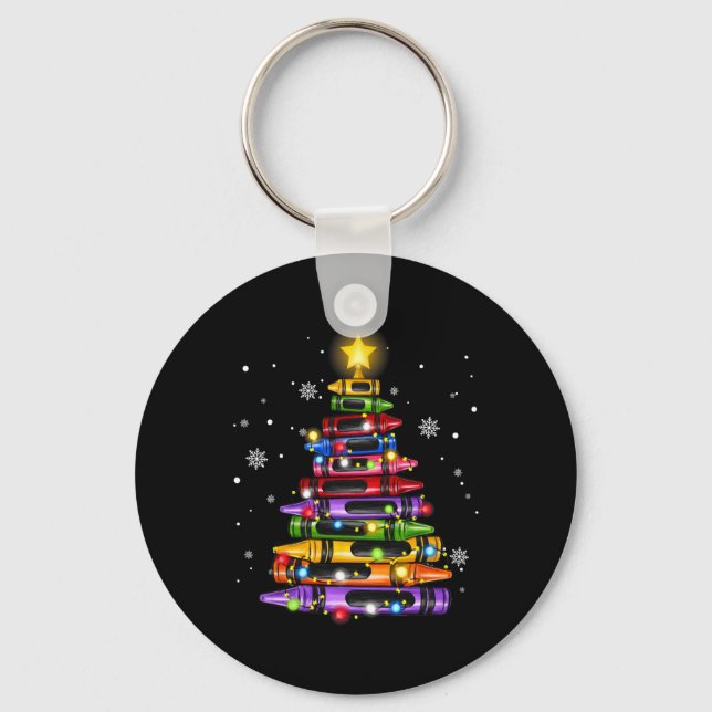 Porte-clés Enseignant Crayon Christmas Tree Lights Ecole étud (Recto)