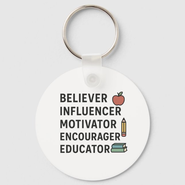 Porte-clés ENSEIGNANT Croyant Influenceur Motivant Encouragea (Recto)