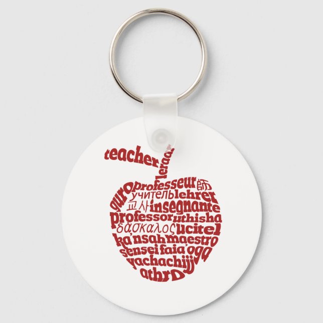 Porte-clés Enseignant dans toutes les langues Red Apple (Recto)