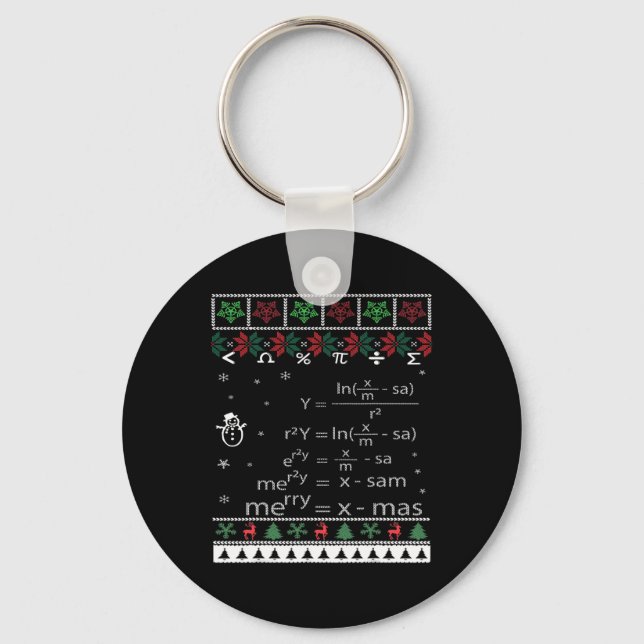 Porte-clés Enseignant Funky Math Noël Joyeux Noël En Eq Math (Recto)