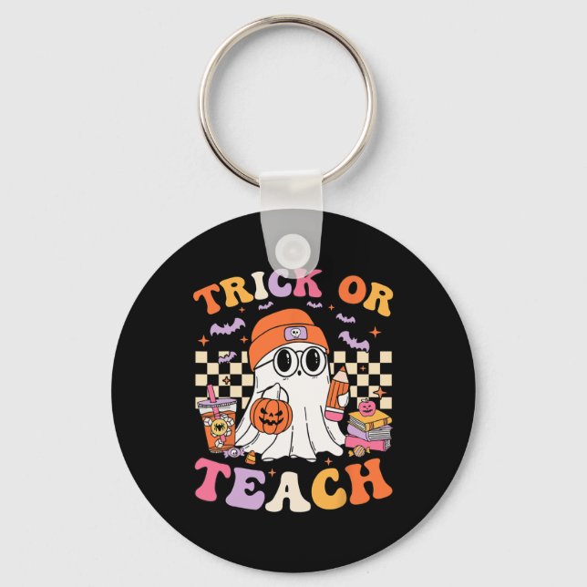 Porte-clés Enseignant Halloween Trick Ou Enseigner Cute Ghost (Recto)