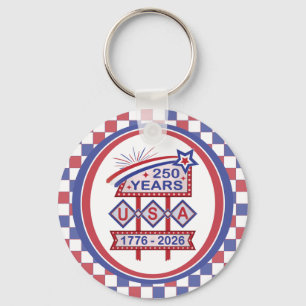 Porte-clés Enseigne de marquise rétro USA 250e anniversaire 1