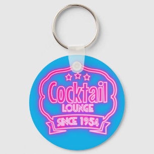 Porte-clés Enseigne néon vintage de bar à cocktails salon de