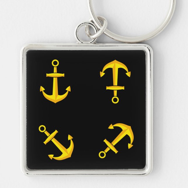 Porte-clés Ensemble d'Ancres en bateau doré (Devant)