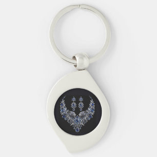 Porte-clés Ensemble de bijoux en cristal de tigre argent bleu