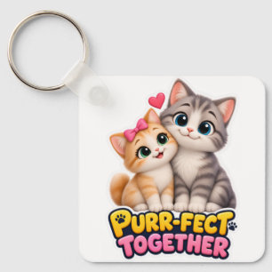 Porte-clés Ensemble Parfait Couple de Chats Mignons Amour Drô