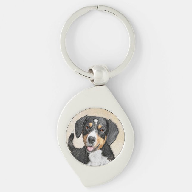 Porte-clés Entlebucher Mountain Dog Peinture - Art original (Devant)