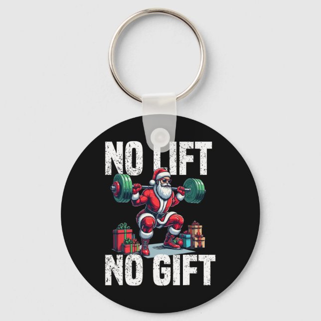 Porte-clés Entraînement amusant Lifting Noël Père Noël Squat  (Recto)