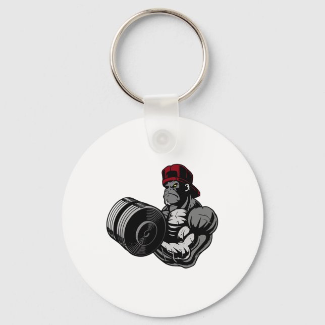 Porte-clés Entraînement de force de gym de gorille de muscula (Recto)