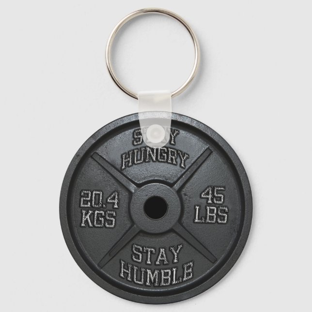 Porte-clés Entraînement - Restez faim, Restez humble - Barbel (Recto)