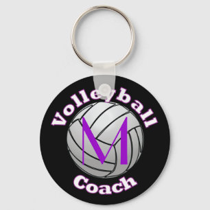 Porte-clés Entraîneur de volley-ball avec violet initial