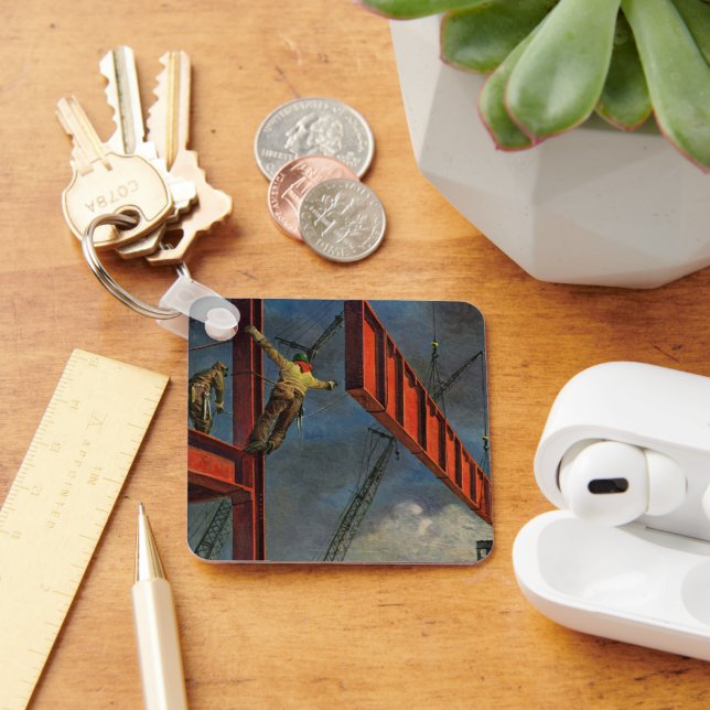 Porte-clés Entreprise Ancienne, Travailleurs sur une Construc (Bureau)