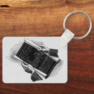 Porte-clés Entreprise vintage, mains avec des plans architect