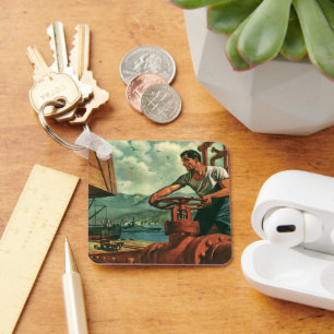 Porte-clés Entreprise vintage, pétrolier navire-citerne avec 