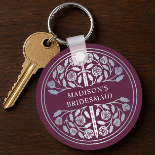 Porte-clés Épée Mauve Argent Demoiselle d'Honneur Cadeau de M