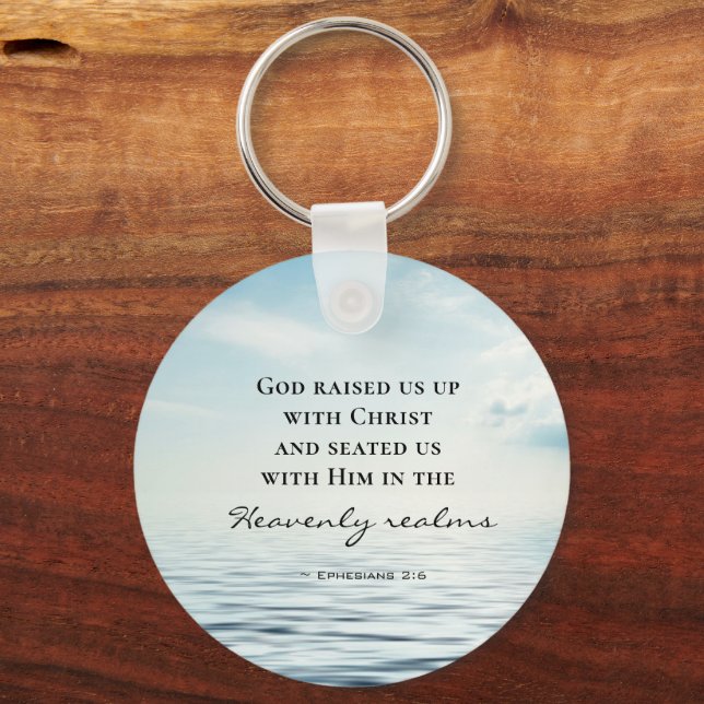 Porte-clés Éphésiens 2:6 Dieu nous a élevés avec la Bible Chr (Recto)