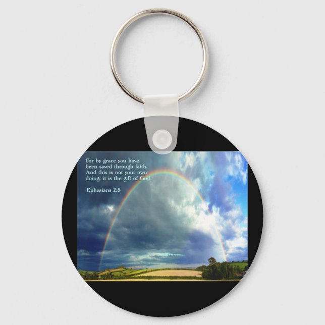 Porte-clés Éphésiens 2:8 Arc-en-ciel (Recto)