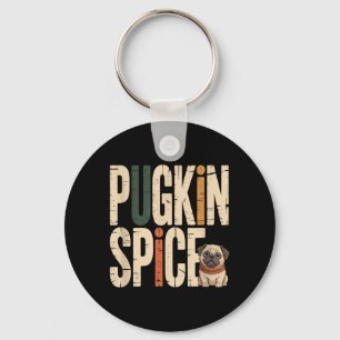 Porte-clés Épice de Pugkin Drôle Mignon Pug Automne Citrouill