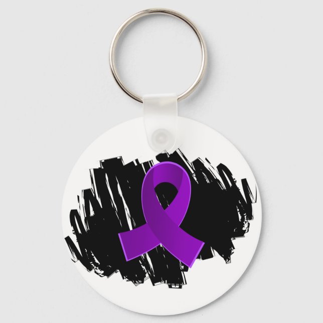 Porte-clés Épilepsie Ruban Violet Avec Scribble (Recto)