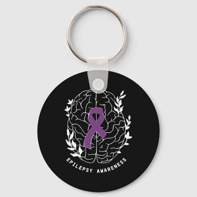 Porte-clés Epilepsie Sensibilisation Ribbon Purple Epilepsie  (Recto)