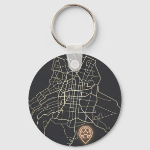 Porte-clés Épinglette de carte de soccer minimaliste de NYC e
