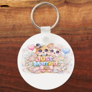 Porte-clés Épinglette Pastel Animaux Couple Mariés Kawaii Mig