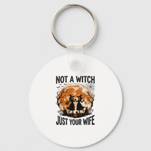 Porte-clés Épouse drôle Halloween Vintage Sorcière Lune Desig