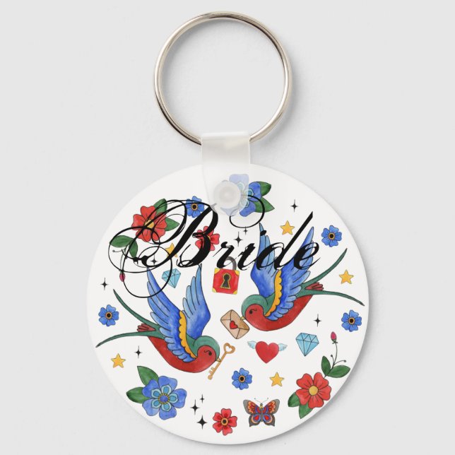 Porte-clés Épouse Porte - clé traditionnel tatouage d'oiseaux (Recto)