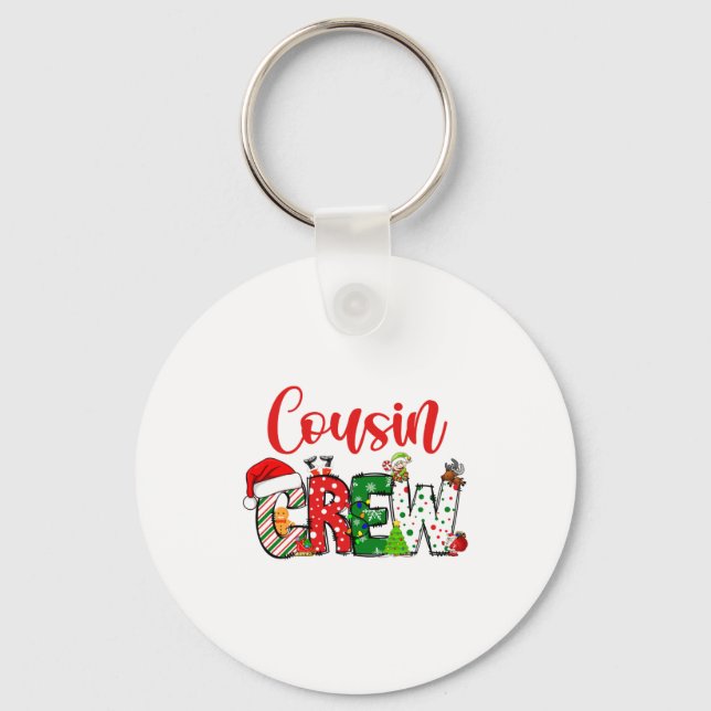 Porte-clés Équipage de Cousins Noël Famille Pyjama Avant Et A (Recto)
