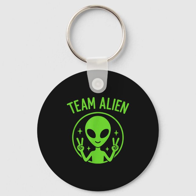Porte-clés Équipe Alien - Signe de Paix Extraterrestre Vert D (Recto)