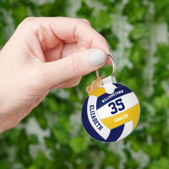 Porte-clés équipe bleu marine or couleurs filles garçons voll (main)