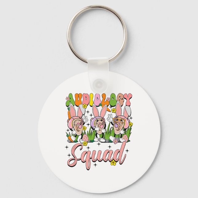 Porte-clés Équipe d'audiologie Funny Lapin de Pâques (Recto)