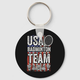 Porte-clés Équipe de badminton Usa Drapeau Américain Badminto