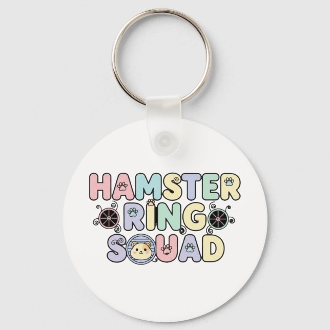 Porte-clés Équipe de Bague de Hamster Mignon Design Pastel (Recto)