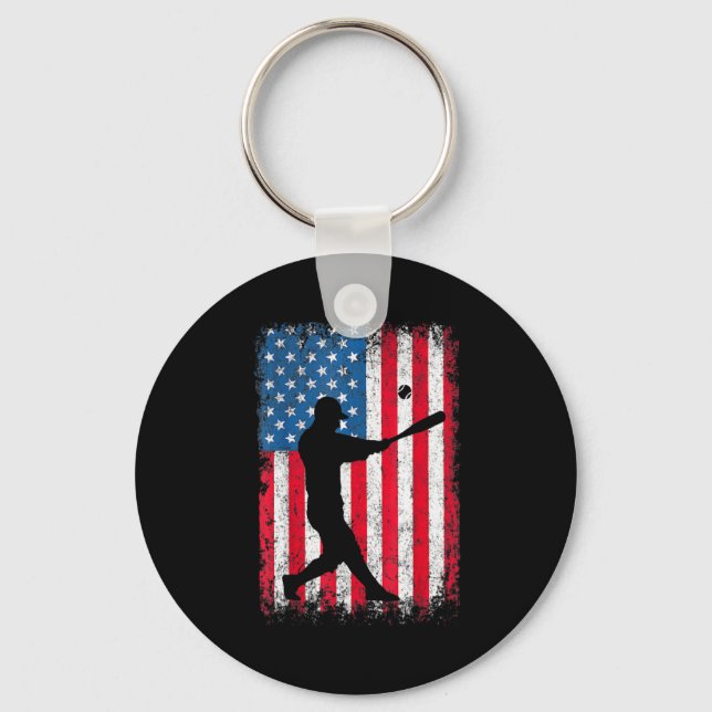 Porte-clés Équipe de baseball Drapeau Américain Hommes Garçon (Recto)