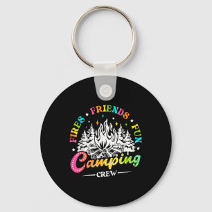 Porte-clés Équipe de camping enflamme les amis ambiance estiv