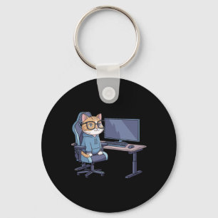 Porte-clés Équipe de chat de joueur mème drôle 1