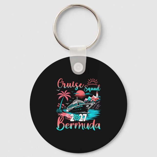 Porte-clés Équipe de croisière bermuda 2027 vacances tropical (Recto)