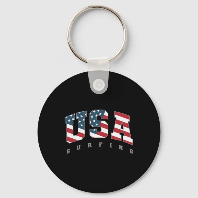 Porte-clés Équipe de drapeau Usa Surf Support Athlète Surfant (Recto)