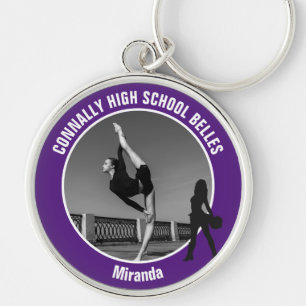 Porte-clés Équipe de drill violet Photo Danseuse de lycée