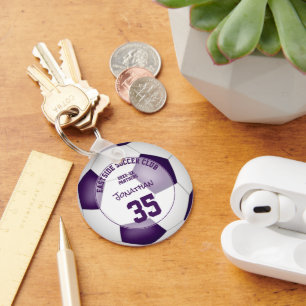 Porte-clés équipe de football blanc violet couleurs enfants c