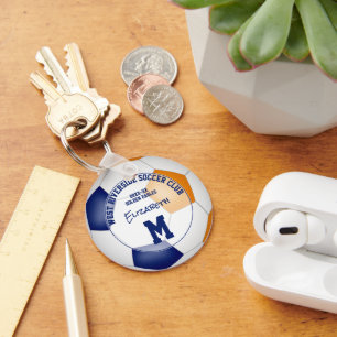 Porte-clés équipe de football orange bleu cadeaux filles garç