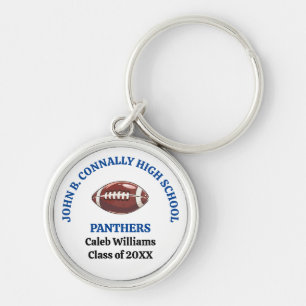 Porte-clés Équipe de football personnalisée du lycée bleu