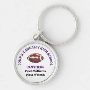 Porte-clés Équipe de football personnalisée du lycée Violet