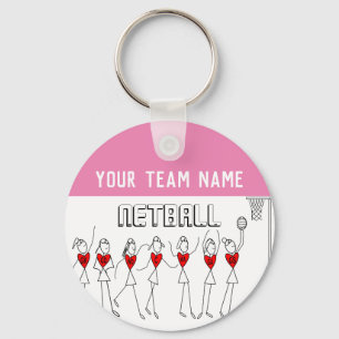 Porte-clés Équipe de Netball des postes de joueurs cardiaques