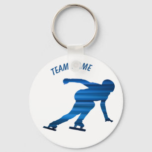 Porte-clés Équipe de patinage de vitesse bleu porte - clé