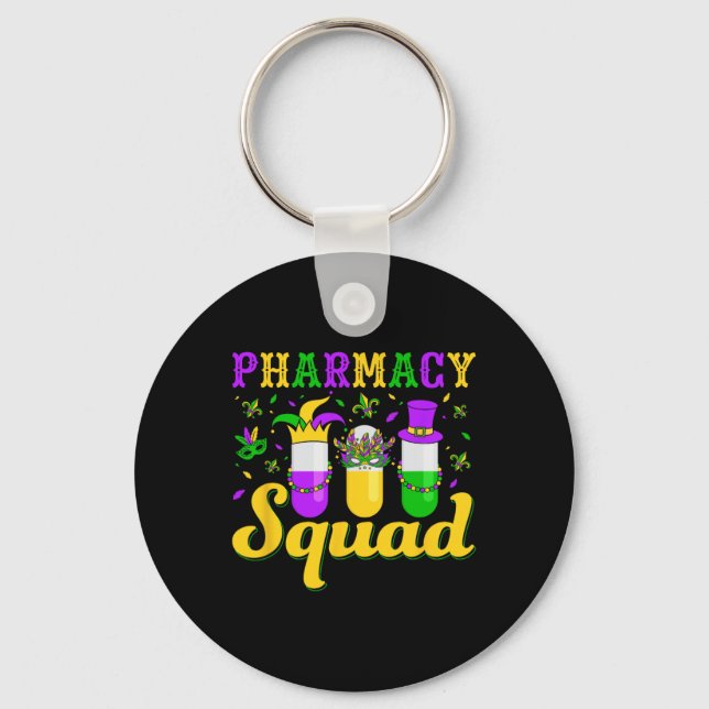 Porte-clés Équipe de pharmacie Mardi Gras Technicien pharmaci (Recto)