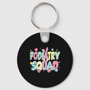 Porte-clés Équipe de podologie rétro groovy lapin de Pâques d