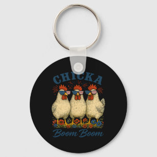 Porte-clés Équipe de poulets Chicka Boom Boom patriote 4 juil
